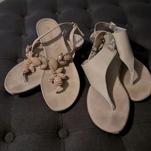 2 pairs of tan sandals size 9.5. Reaction Kenneth Cole.